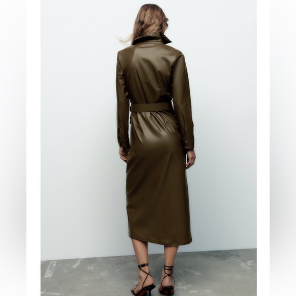 Zara Belted Faux Leather Dress - Picture 9 of 10